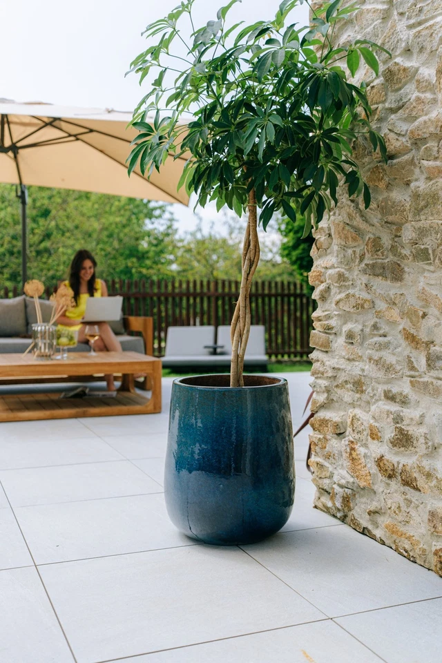 Design Blumentopf Übertopf Keramik Pflanzkübel modern für Büro Azurblau... - Bild 2 von 4