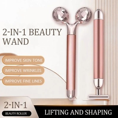 Electric Facial Massager 3D Roller Rose Quartz Beauty Bar Face & Body Tool