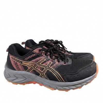 ASICS GEL Venture 9 Women Black Coral Trail Running Walking Jogging Shoes Size 8