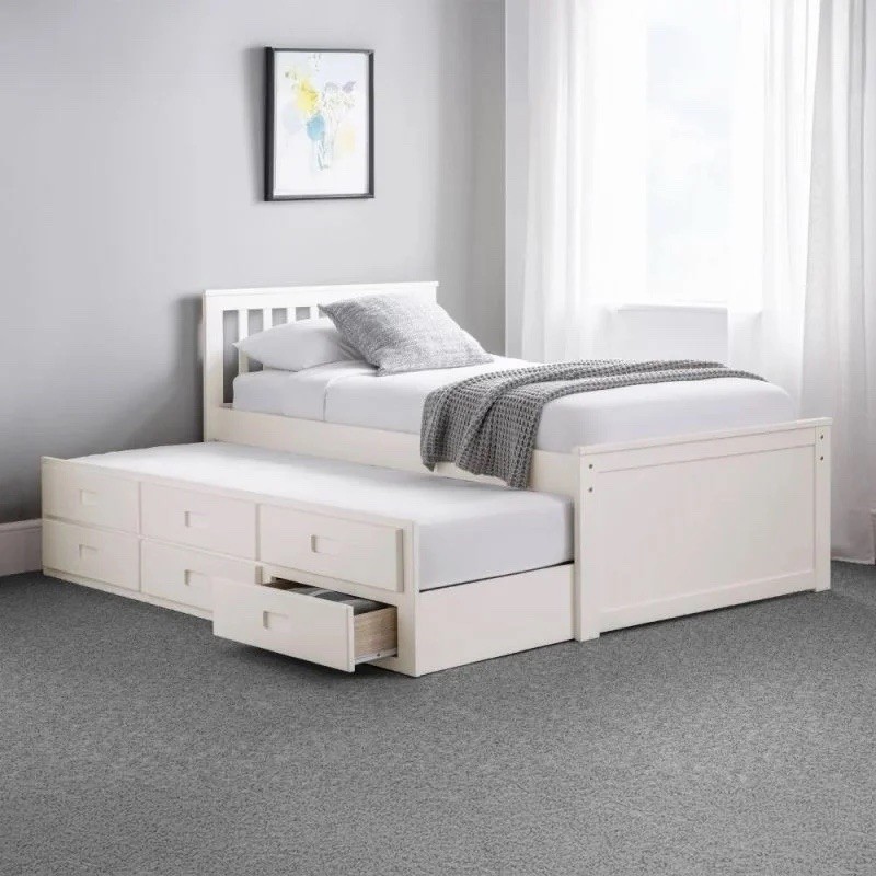 Maisie Captains Off White Wooden Guest Bed Frame - 3ft Single