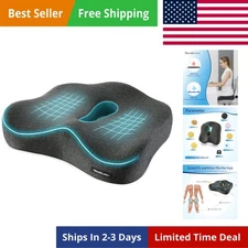 Memory Foam Seat Chair Cushion for Relieves Back Sciatica Pain Low Back Pain ...
