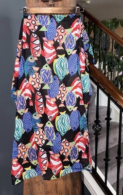 Vintage ECHO 100% Cotton Scarf Tropical Fish Made in Japan Resortwear  Vacay Fit