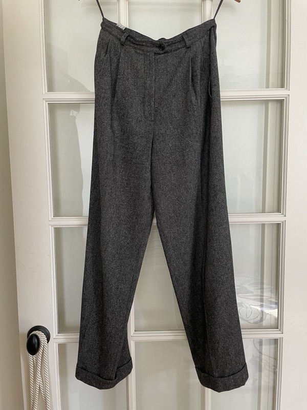 Ralph Lauren cashmere wool charcoal grey cuffed trousers women's 27" waist