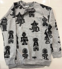 Nununu All Over Tribal Dancers Sweatshirt Grey kids Size 12-14Y Brand New