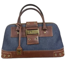 Christian Dior Street Chic Uptown Denim & Leather Top Handle Bag Purse