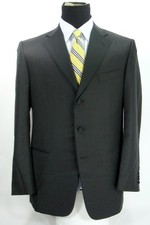 Ermenegildo Zegna 3 Btn Tuxedo Coat Jacket Black Striped Wool Silk Lapels  42R