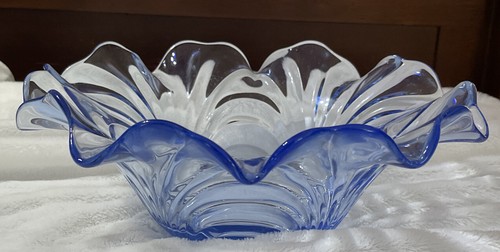 Cambridge Caprice Moonlight Blue Depression Glass Footed Bowl 12” - Picture 3 of 12