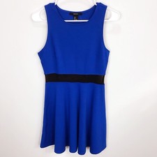 Forever 21 Women's Fit and Flare Blue Dress w/ Black Mesh Waist, Size Small NWT