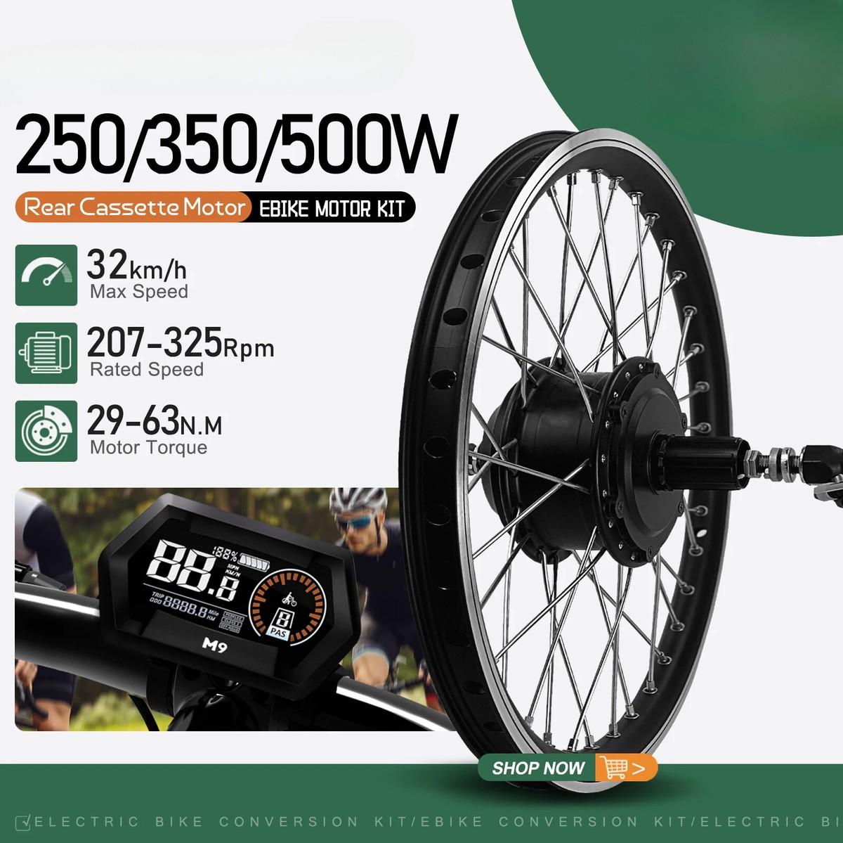 36V 48V 250W-500W E-bike Conversion Kit Rear Hub Motor Bike Wheel Dropout  142mm | eBay