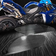 Tank Side Knee Stomp Protector Guard Pad 09-14 Yamaha YZFR1 R1 Perforated Black