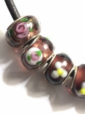 Lot 10pcs Mixed Murano Lampwork Glass Beads for Charm Bracelets  Sterling Cores!