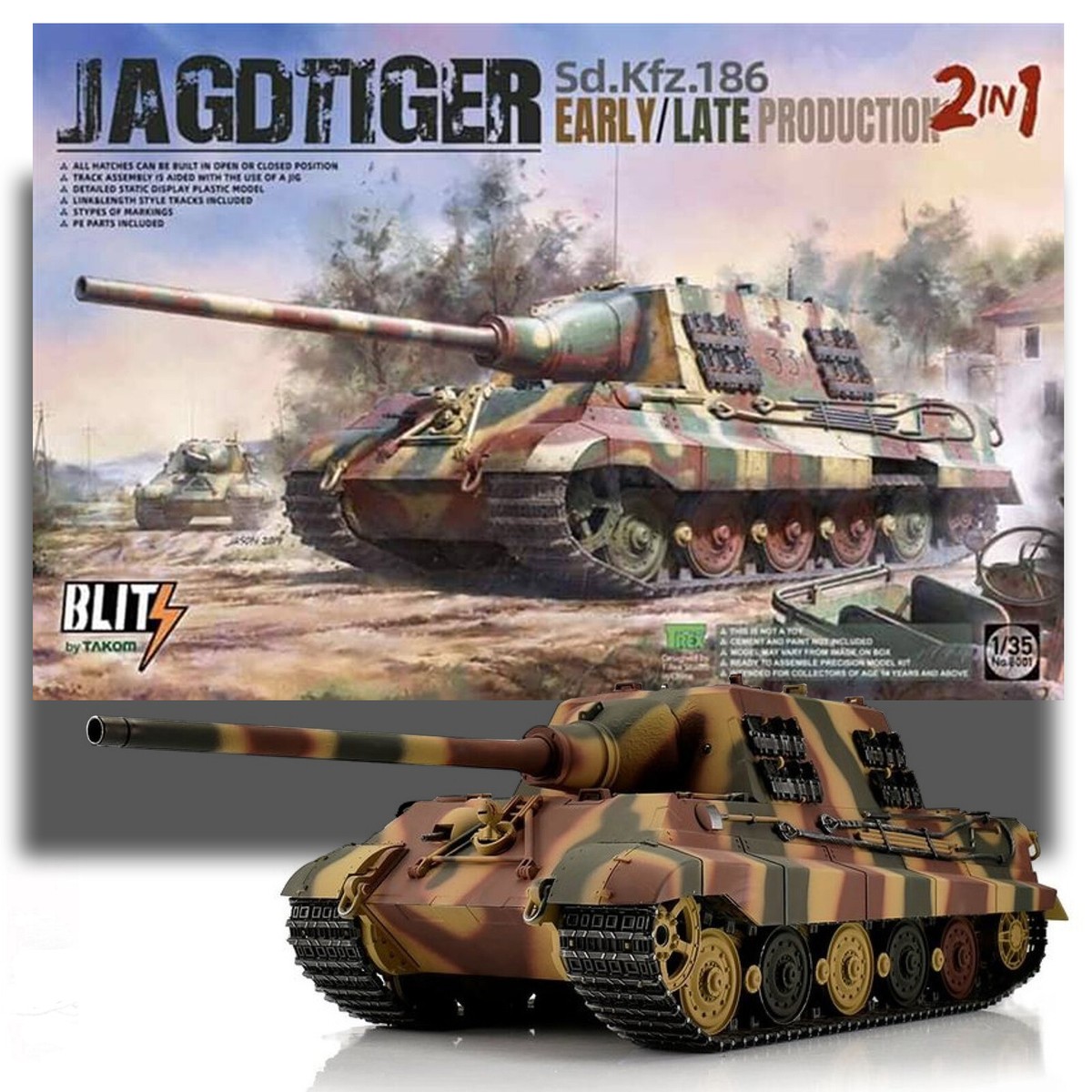TAKOM 8001 1/35 JAGDTIGER SD.KFZ.186 EARLY/LATE PRODUCTION MODEL