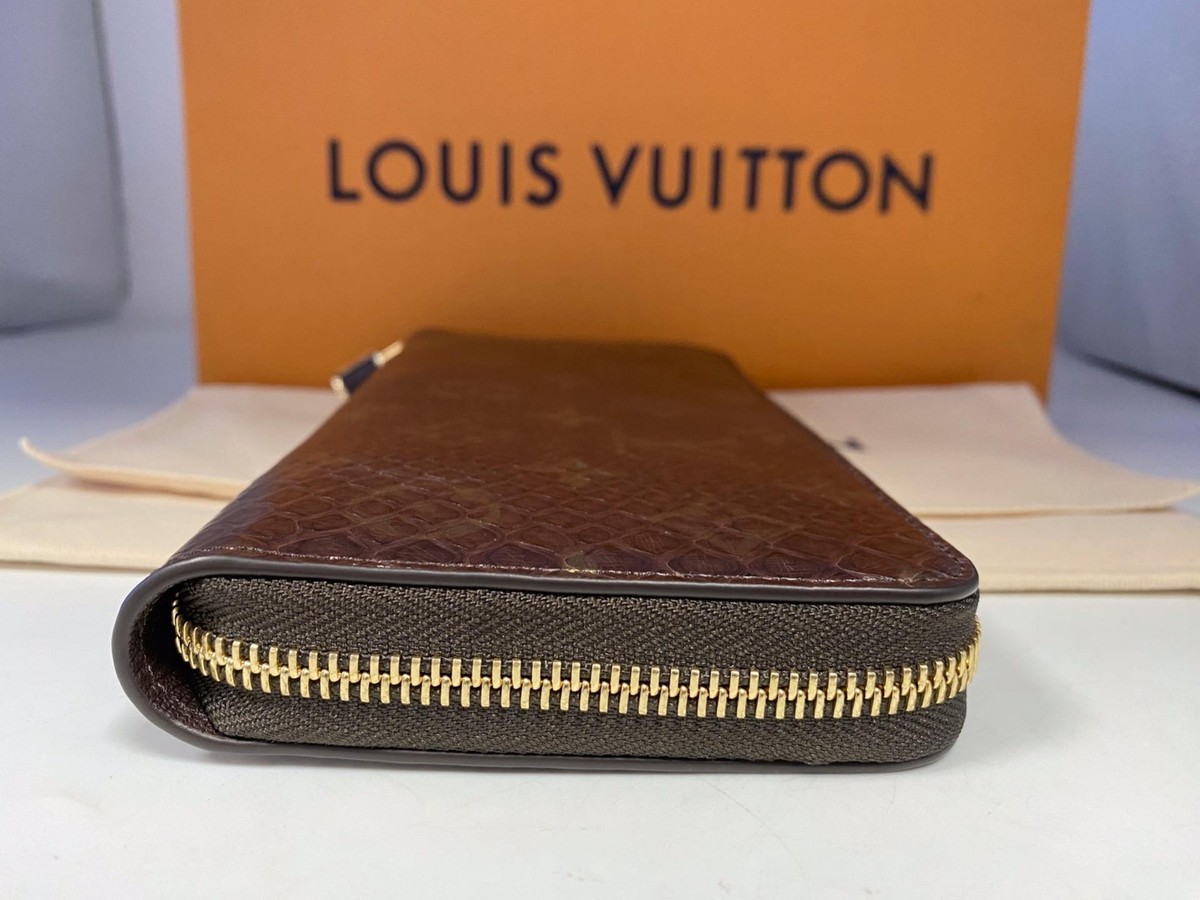 ルイヴィトン Authentic Louis Vuitton Zippy Monogram Python Brown & Gold Wallet