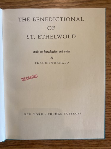 THE BENEDICTIONAL OF ST. ETHELWOLD By Francis Wormald - Hardcover - Picture 2 of 6