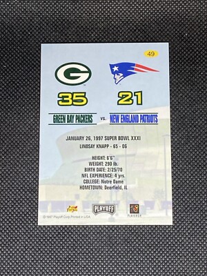 Lindsay Knapp Green Bay Packers SB XXXI 1997 Playoff Signed Auto