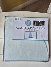 Wall Mounted Clear Glass Corner Shelf w/ Chrome Brackets Fixings 250mm 