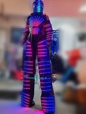 LED Robot Stilt Glowing Clothes Suit DJ Bar Party Show Cosplay Costume 7 Colors