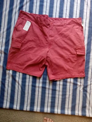 New IZOD Saltwater Red Men's stretch relaxed cargo shorts NWT $70 