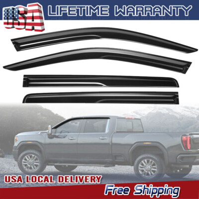 Lightronic In-Channel Window Visors For GMC Sierra 1500 Crew Cab (2019-2025) - Dark Smoke