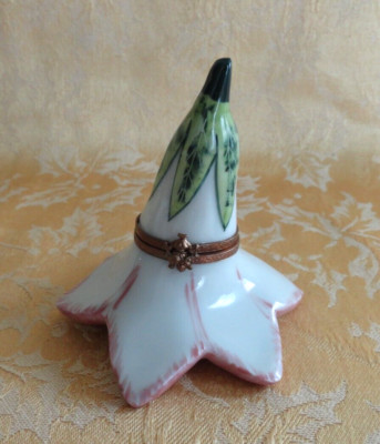 Limoges Peint Main Porcelain Lily Flower Tropical Hinged Pillbox France