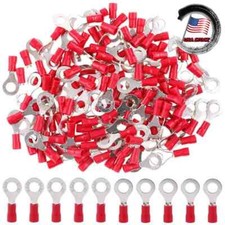 Red Sleeve Vinyl Insulated Ring Terminals Wire Crimp Connector RV1.25-6 22-16AWG