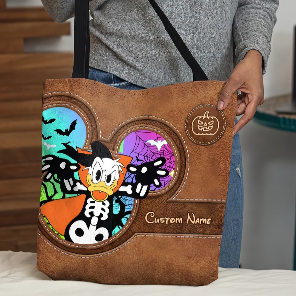 Personalized Donald Duck Halloween Tote Bag, Donald Handbag, Donald Treats Bag