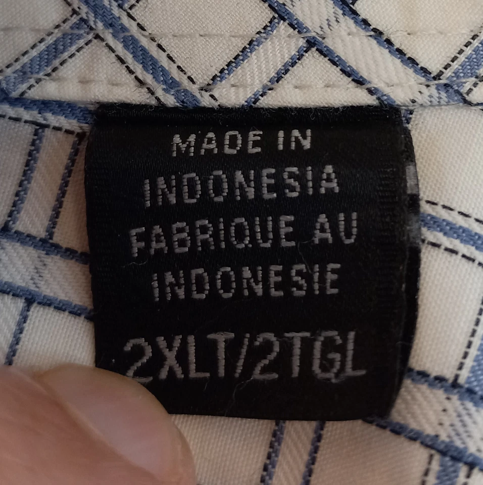 Camisa de vestir Greg Norman para hombre 17/38 2XL 100 % algodón gran bolsillo de tiburón blanco usada en excelente estado Foto 4 de 4