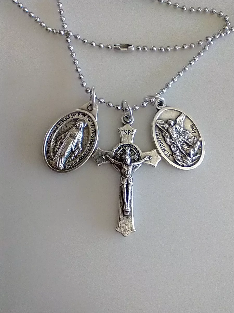 Silver Rosary Necklace with Miraculous Medal - Sacred Elegance