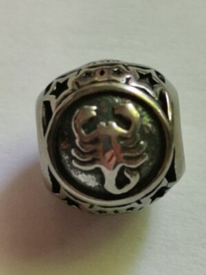 925 Sterling Silver Scorpio Star Sign Astrology Round Bracelet  Bead Charm 