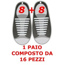 1 Pair 16pc Silicone Elastic Shoes Laces Unisex Shoe Laces WHITE