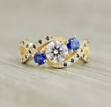 Women's Elegant Anniversary Ring Lab Created Blue Sapphire 925 Sterling Silver
