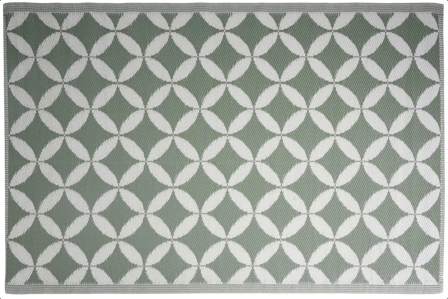 Green & White Circles Outdoor Rug Camping Floor Mat Picnic Blanket 90 x 180cm