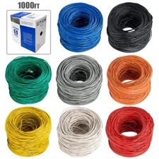 1000FT CAT6 Network LAN Ethernet UTP Bulk Cable Solid Copper Wire 23AWG 550Mhz