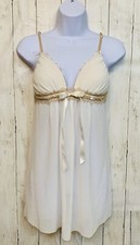 Linea Donatella Ivory w/ Gold Trim Nightie Nightgown Beautiful Delicate Babydoll
