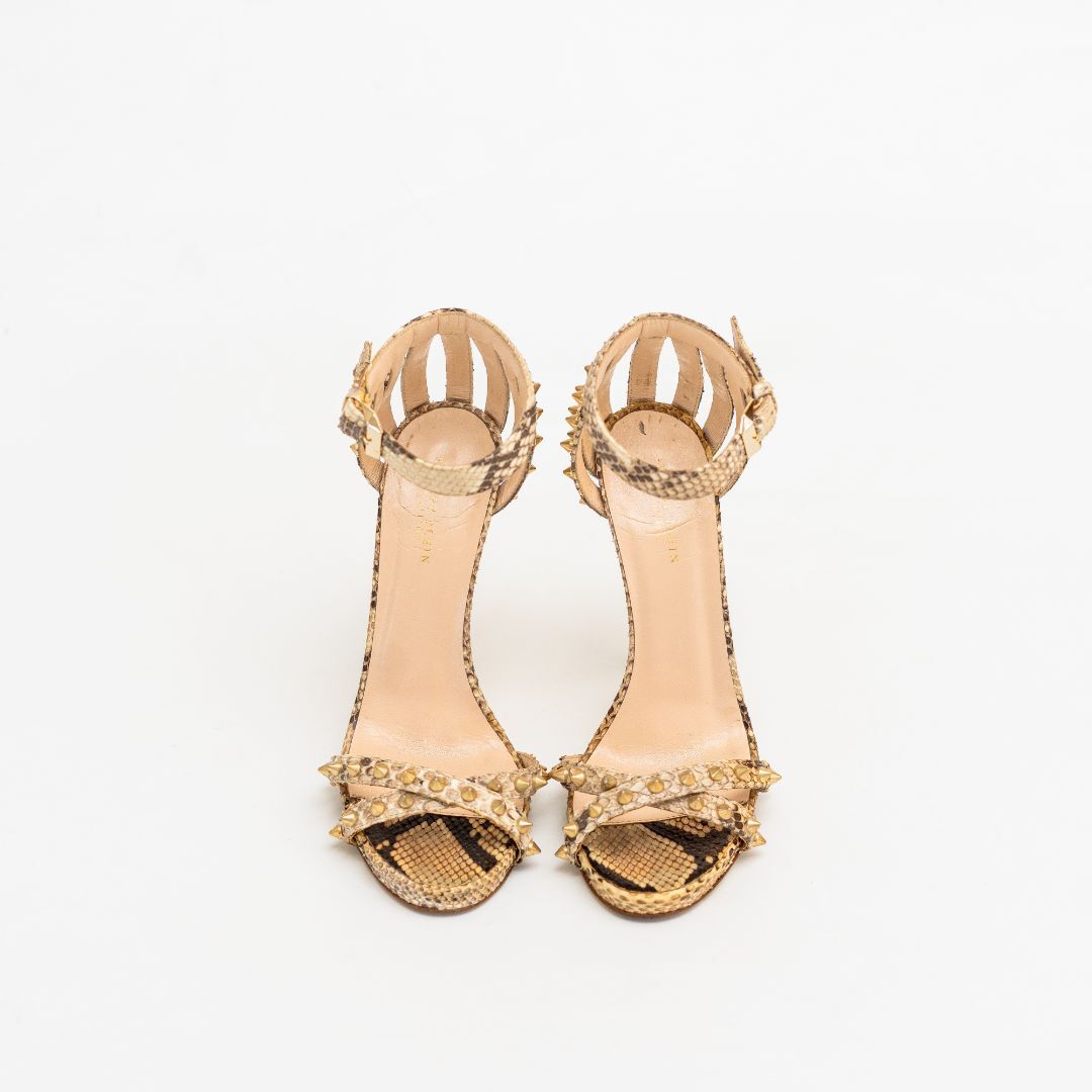 Philipp Plein Studded Python Cage Sandal Heels, 37 - image 2
