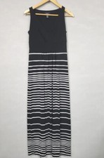 Chaps Women’s Black White Striped Maxi Dress Small Sleeveless V Neck