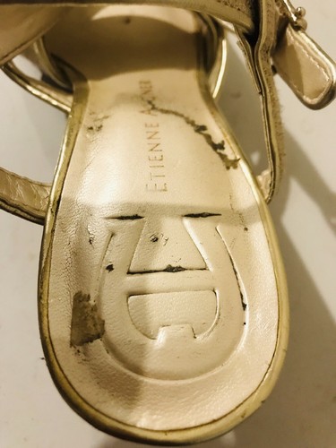 Sandali donna Etienne Aigner taglia 7 oro slingback Julia punta aperta - Foto 8 di 11