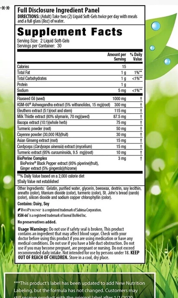 Irwin Naturals Extra Strength Ashwagandha 身体,60 液体软胶囊 — 第 2/3 张图片