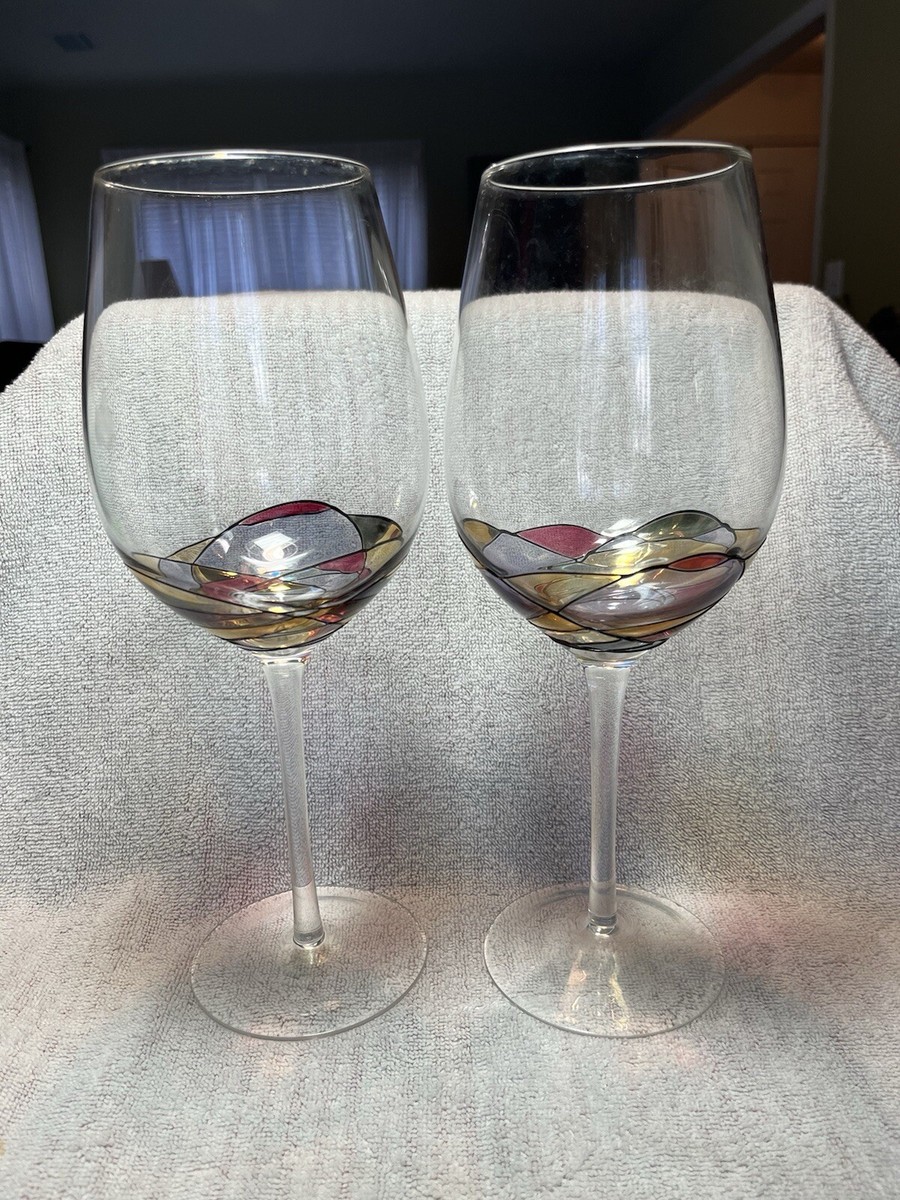 Set Of 2 Galleria Mosaic Red Wine Glasses | eBay