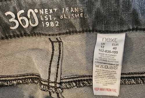 NEXT 360 Super Skinny Grey Denim Uk Size 12 - 26" Leg Stretchy Free UK P&P - Picture 3 of 8