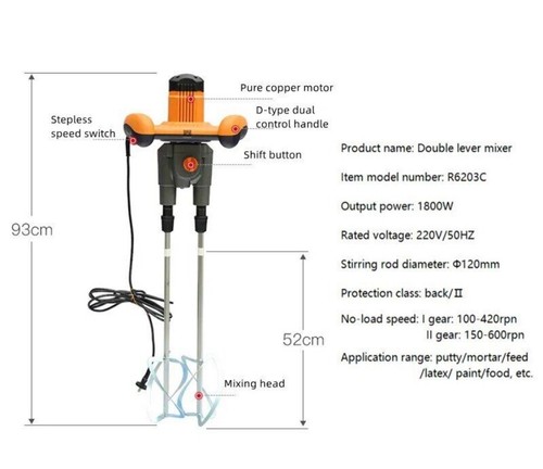 Electric Mixer Industrial Grade Paint Putty Mixer Cement Double Lever Mixer - Afbeelding 17 van 18