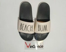 Rae Dunn Beach Bum, Women's Slides Sandals Slippers Black & Ivory, VinGence