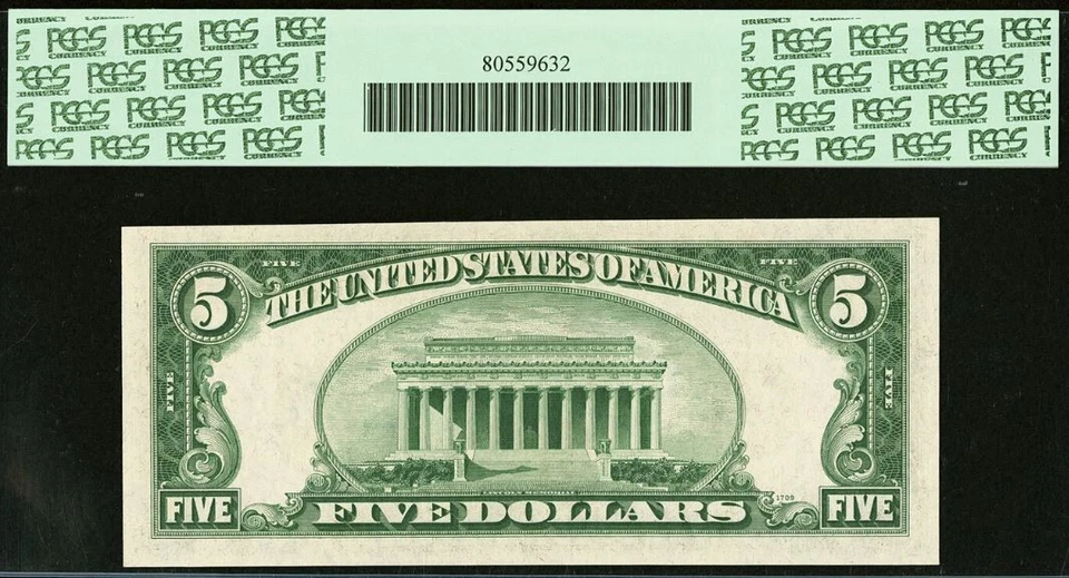 1934C $5 Federal Reserve Note PCGS 64PPQ - Kansas City Wide Face - FR-1959-J - Image 3 of 3