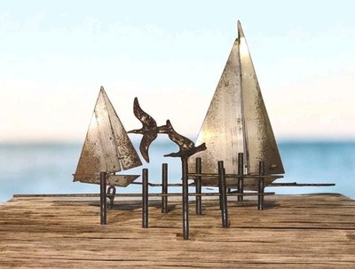 C. Jere Brass Sailboat Wall Sculpture Nautical Brutalist Wall Art Vintage