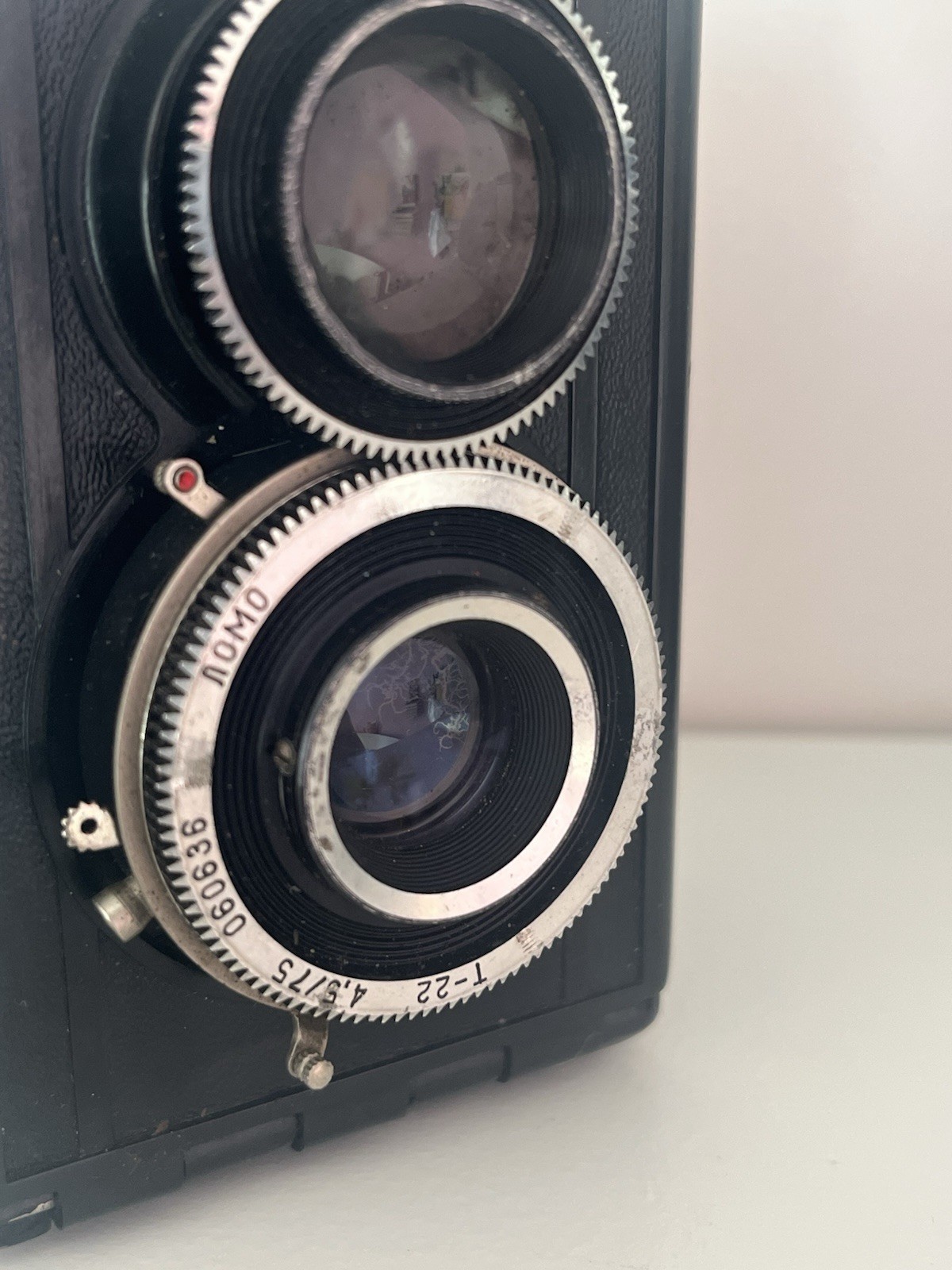 Lubitel 2 fotocamera reflex biottica TLR vintage nera Made in USSR foto 6