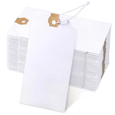 120 Pack White Gift Tags with Elastic String Hang Paper Marking Tags with Str...
