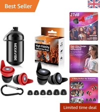 Ergonomic High Fidelity Ear Plugs - 27dB Noise Reduction, Silicone, 3 Sizes