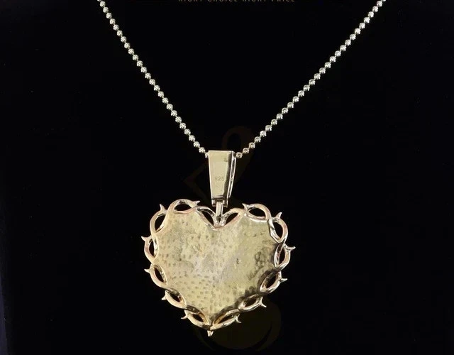 Colgante Cara de Jesús Corazón Moissanita Real Corte Redondo 3Ct Chapado en Oro Amarillo 14K Foto 2 de 4