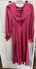 Windsor Hot Pink Satin Jacquard Cutout Maxi Dress Barbiecore Formal S/M