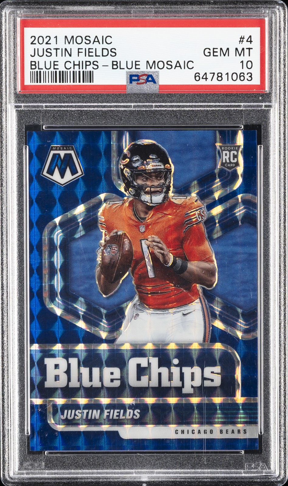 Justin Fields Panini Mosaic Blue Chips #4 Blue Mosaic